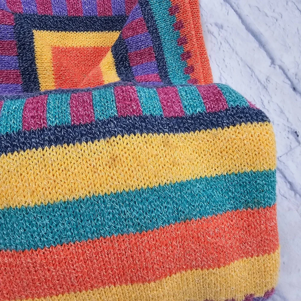 The Sweater Shop Knit Sweater Mens S/M Multicolor 90s Striped VINTAGE UK - Picture 8 of 16